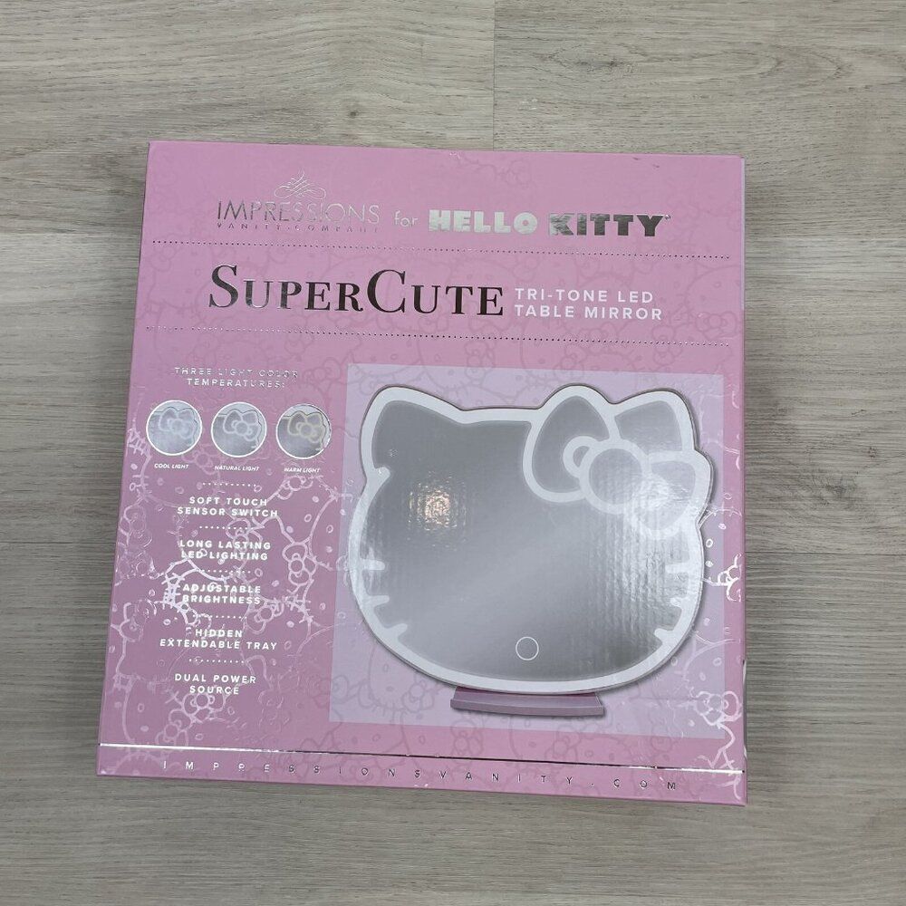 Impressions Hello Kitty Kawaii LED Mirror with Base Smart Touch NEW